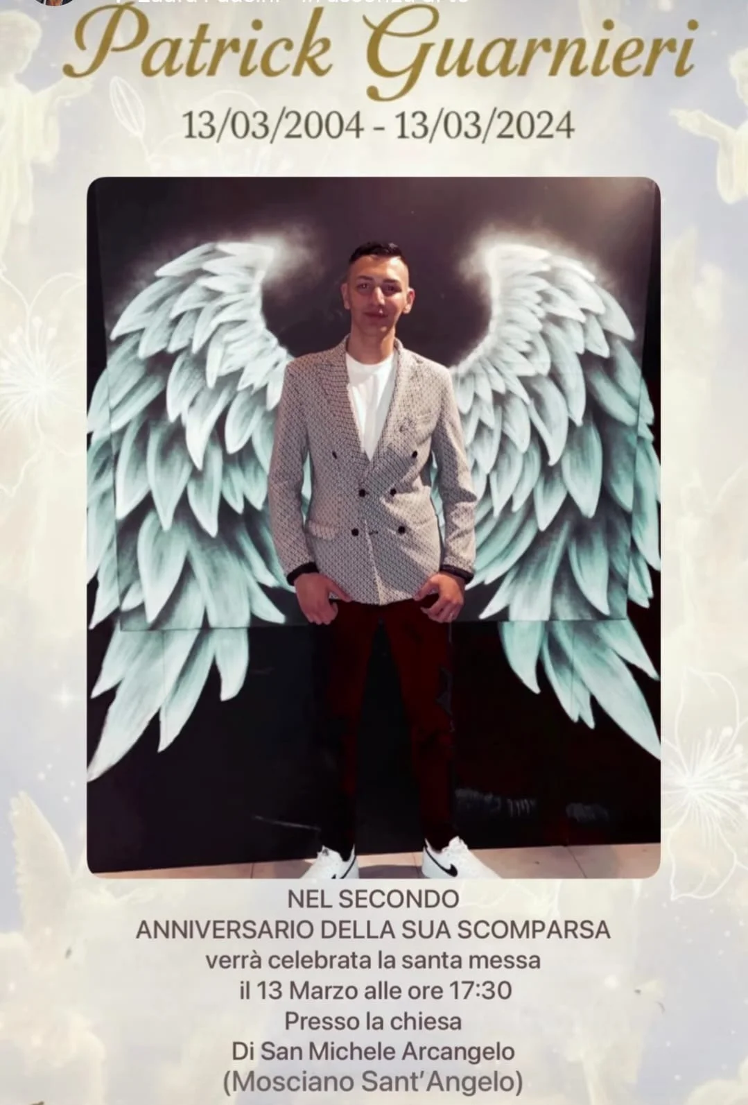 Patrick Guarnieri, domani messa in suffragio a Mosciano Sant'Angelo
