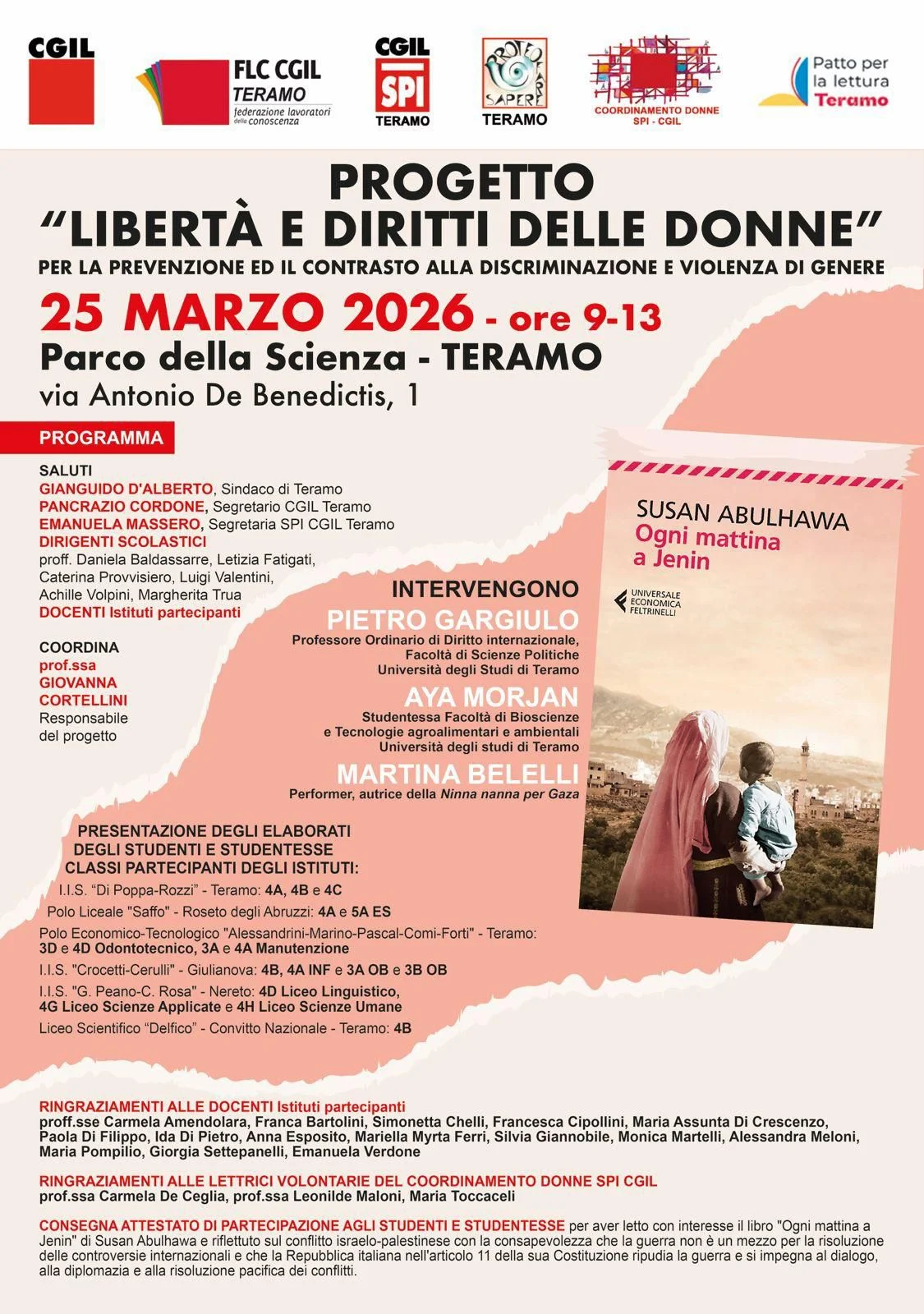 Teramo, il progetto “Libertà e diritti delle donne”: una mattinata dedicata al contrasto della violenza di genere