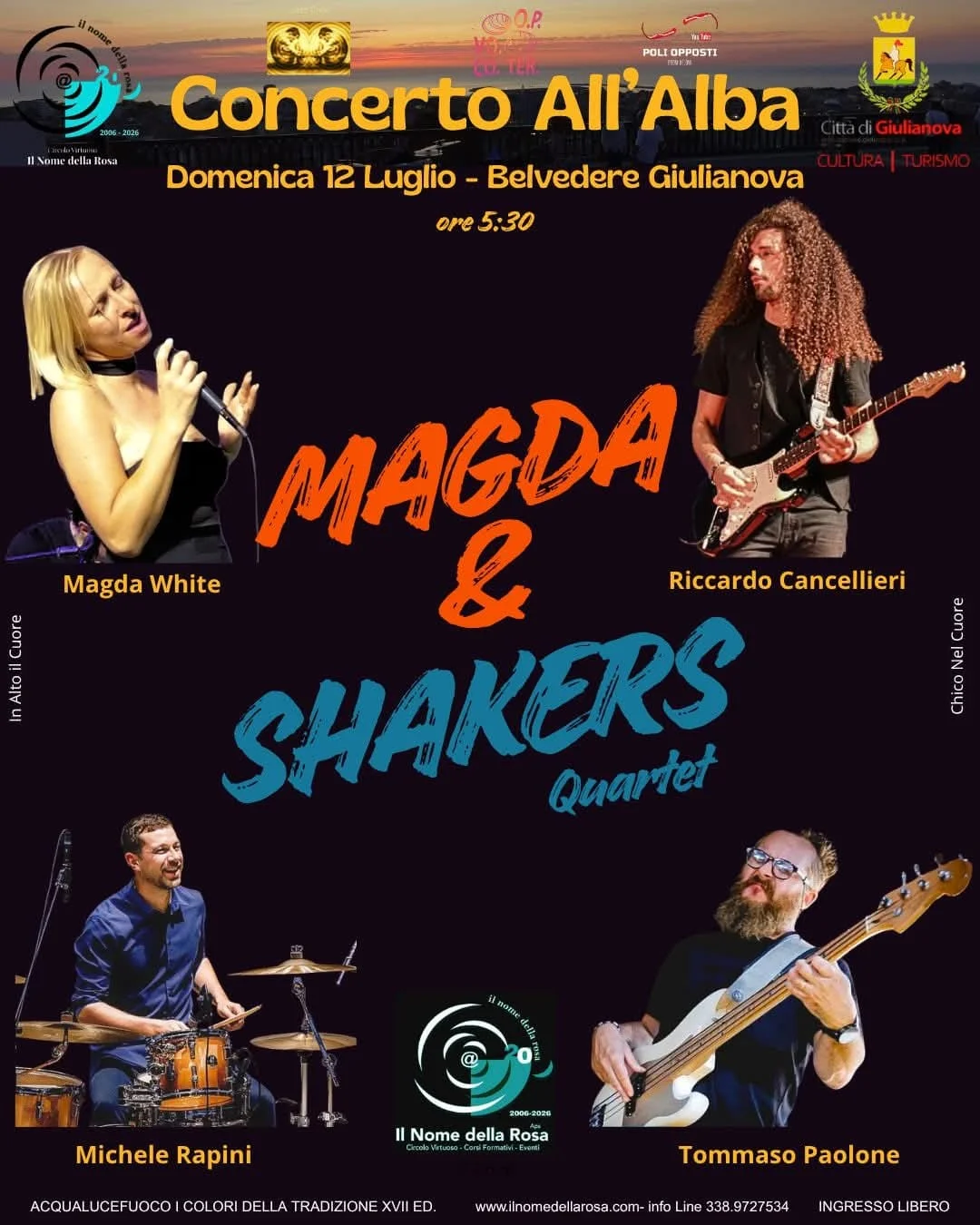 Giulianova, domenica il concerto all'alba di  Magda& Shakers Quartert