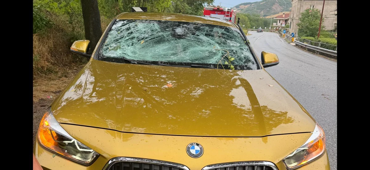 Maltempo, cade albero su un'auto a Villa Tordinia