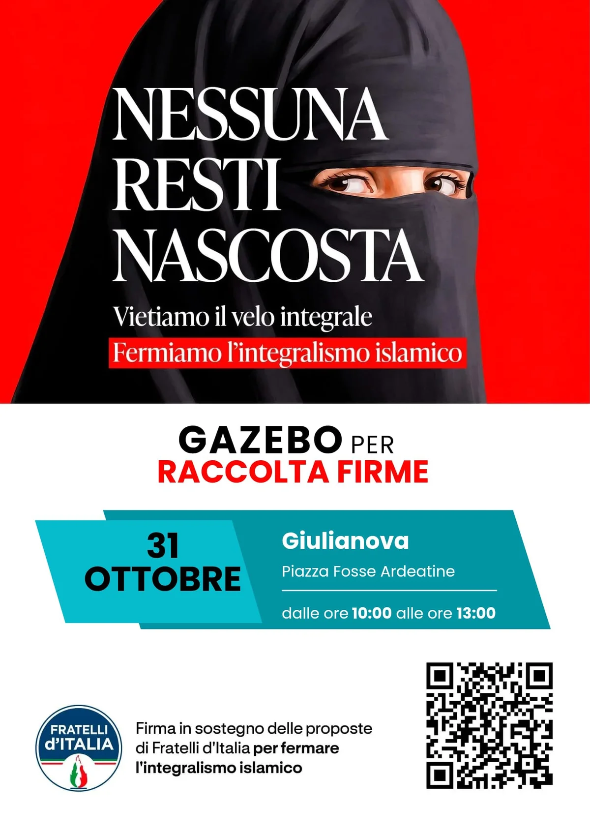 No all'integralismo islamico, il 31 ottobre la campagna "Nessuna resti nascosta" a tutela della libertà delle donne