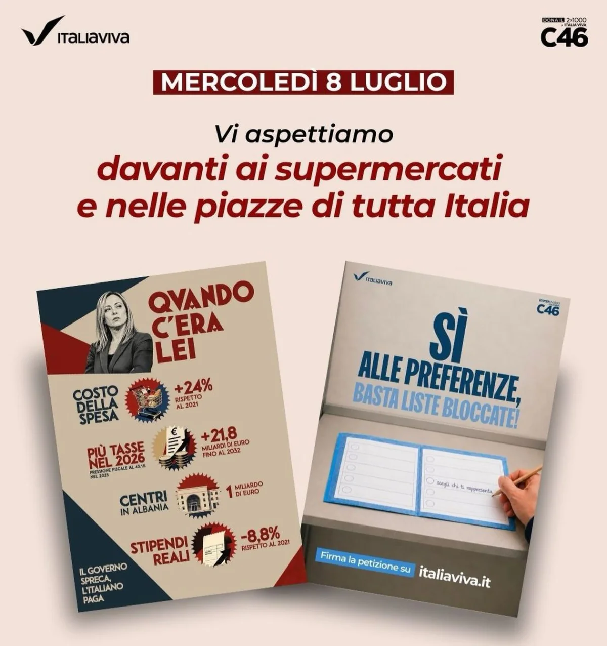 "Quando c'era Lei", mobilitazione nelle piazze di Italia Viva