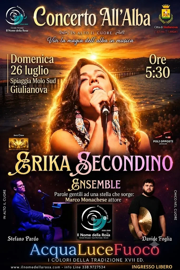 Giulianova, domenica il concerto all'aba di Erika Secondino Ensemble