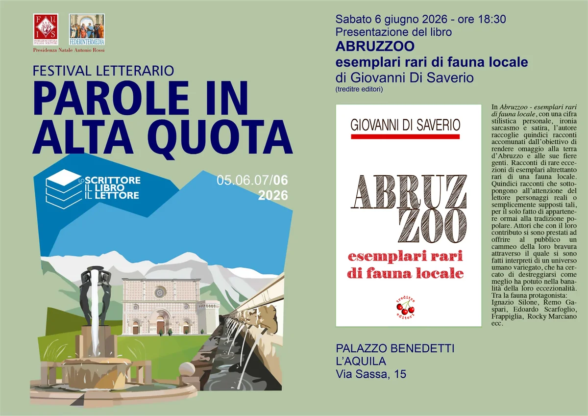 Il teramano Di Saverio racconta la "fauna" abruzzese al festival Parole in Alta Quota