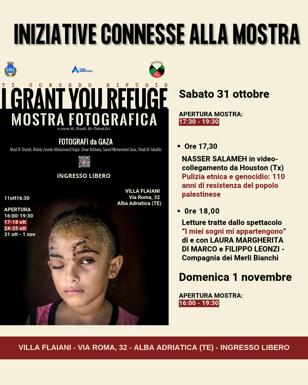 Alba Adriatica, ultimi giorni per visitare la mostra "I GRANT YOU REFUGE" a Villa Flajani