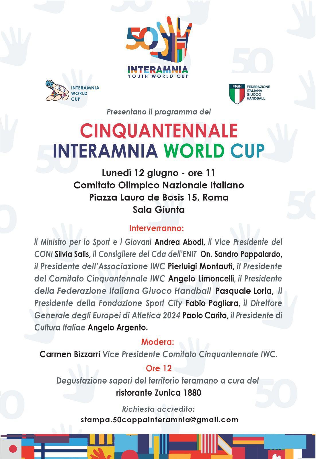 Cinquantennale Interamnia World Cup: a Roma la presentazione del programma